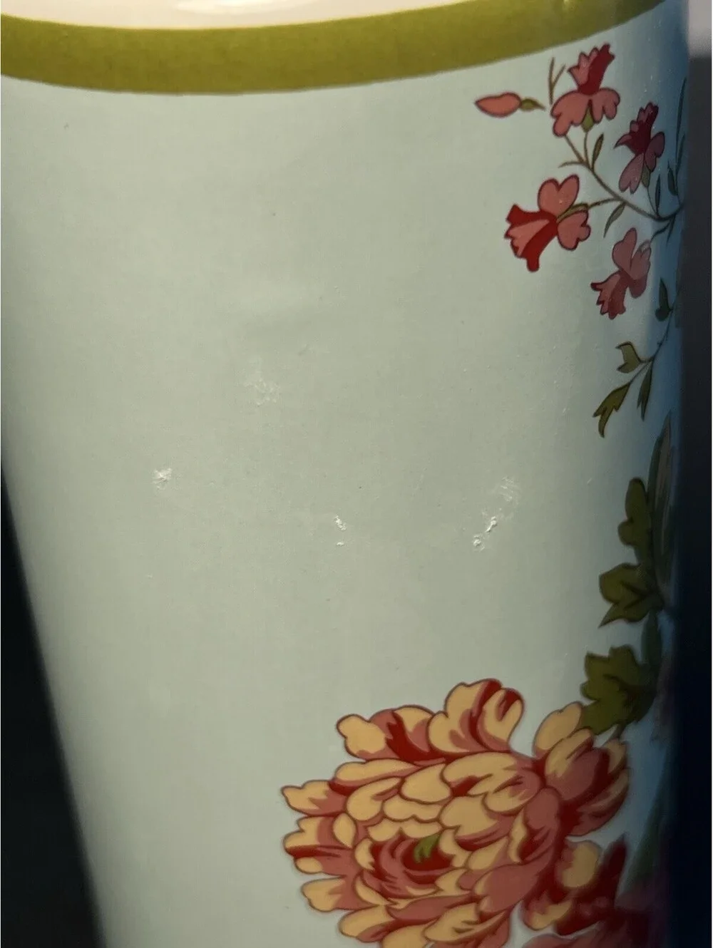 Vintage 1970s Chinoiserie Floral Ceramic Toothbrush Holder & Soap Dish Set